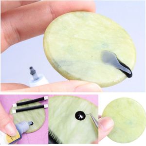 Okrągły Jade Stone Eyelash Przedłużenie Klej Klej Palec Stojak Uchwyt Fałszywy Eye Lash Makeup Tools szt Rra1529
