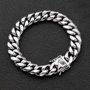 8 10 12 14 23 Rostfritt stål Kubansk kedja Dragon Clasp Armband Armband Män Kvinnor Mode Guld Silver Bangles
