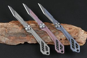 Högkvalitativ JJ068 Carving Folding Knife D2 Satinblad TC4 Titanlegering Handtag Foldknivar inklusive 2 blad