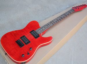 Red Electric Guitar with humbuckers pickups,Rosewood fretboard,Flame maple veneer,Can be customized as request