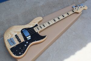 Fabriks anpassad naturlig träfärg Elektrisk basgitarr med askkropp, aktiva kretsar, Black Maple Inlay, erbjuder anpassade