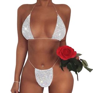 2020 Sexy Beach Bikini Swim Suit Women Grid Shine Swimwear Swimsuits Glitter Diamond Bathing Suits Female Underwear Lingerie 050512