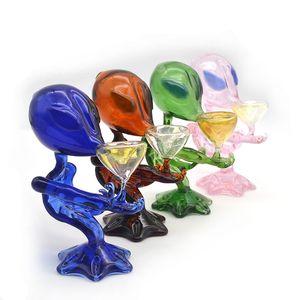 Hookahs Bong Alien Glas Vattenrör Recycler DAB Rig Rökning Handrör Höjd 16.5cm 6.49inch