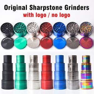 Sharpstone Grinder Herb Grinder Rökning Tillbehör Metall Zinklegering Tobak Herbal Kvarnar 4 Lager 40/50/55/63mm Diameter 7 Färger Rainbow