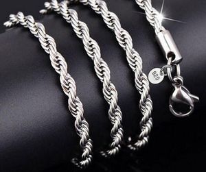 plating 925 Sterling Silver Twist ROPE Chain Top Quality Men Women Twist ROPE Chain Necklaces 2MM 16-30inches High quality Jewelry
