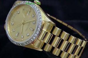 Brand New Quality Day-Date President 18-karatowy zegarek z żółtego złota w/złota diamentowa tarcza/bezel męskie sportowe zegarki na rękę automatyczny męski zegarek