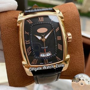 Новая большая дата Kalpa Quanteme PF008629. 01 автоматические мужские часы корпус из розового золота римские маркеры черный циферблат черный кожаный ремешок часы Watch_Zone