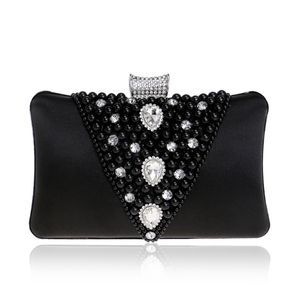 NDesigner-ew Vintage-Stil Stickerei Perlen Damen Abendtaschen Diamanten Metall V Design Perle Tageskupplung Geldbörse Taschen für Damen Geldbörse