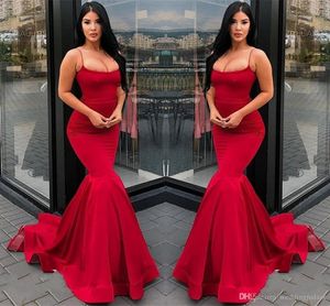 Newest Design Evening Dresses Spaghetti-Strap Mermaid Prom Dresses Long Red Evening Gowns Special Occasion Dresses robes de soirée