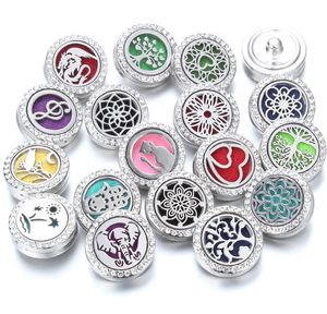 Noosa Nya Snap Smycken Träd Parfym Locket 18mm Magnetisk Rostfritt Stål Aromaterapi Locket Essential Oljediffusor Snap Button