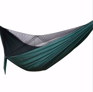 Łatwa konfiguracja Mosquito Net Hammock Double Hamak 270 * 140 cm Z Wiatrowymi Paznokciami Hamac Hamaca Portable dla Camping Travel Yard