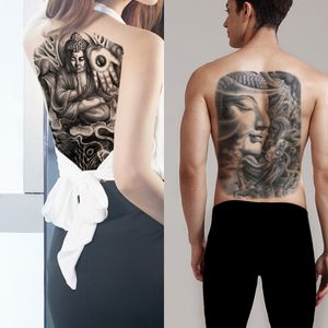 Wholesale back body tattoo design resale online - Realistic Buddha Large Temporary Fake Cool Full Back Design Body Art Tattoo Sticker Palm Fish Dragon Decal Water Transfer Tattoo Paper Adult