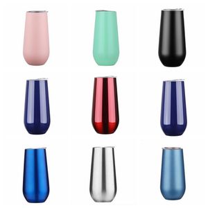 Stainless Steel Tumbler Water Bottle Egg Cups Champagne Wine Glass Coffee Car Milk Mugs Lid Vacuum Insulated Glass Mug Drinkware 6OZ D6831