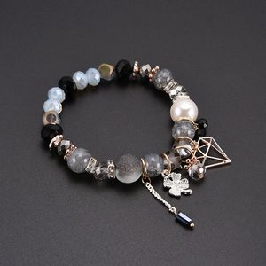 Coole Männer handgemachte böhmischen Stil Silber Blume Keye Perlen Stränge Armband facettierte Kristall Armbänder