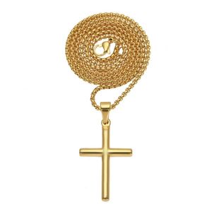 Дизайнерское ожерелье мужское из нержавеющей стали поперечное подвесное колье Золотое свитер Цепь мода хип -хоп ожерелья украшения 835