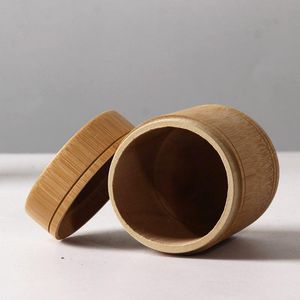 30pcs / lot 7.5 * 10cm de armazenamento de bambu garrafas frascos de madeira Box pequenos recipientes Handmade para especiarias de chá do café açúcar Receba Com Vintage Lid