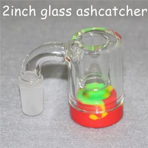 Rökning Tillbehör Glas Ash Catcher Skålar med Man 14mm Joint Bubbler Perc Ashcatcher Bong Ashcatchers 5ml Silikonbehållare Quartz Nails