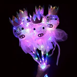 LED 가벼운 스틱 versee aggiornata del maiale cielo stellato palla fata bar animato palla flash bacchetta magica giocattoli