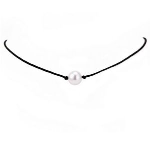 New Fashion Knot Imitation Pearl Necklace Leather Cord Necklace Jewelry Selling Women's Choker Necklace