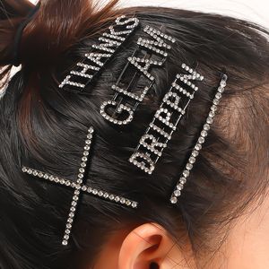 Śliczne klipy do włosów Barrettes Srebrny Kryształ List Kiss Love Hair Pins dla kobiet Lady Moda Biżuteria Akcesoria Dancing Party Hairpin