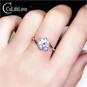 Biżuteria Colife Classic 925 Srebrny pierścionek zaręczynowy Moissanite dla kobiety 2CT D Kolor VVS1 Klasa Moissanite Silver Pierścionek na imprezę