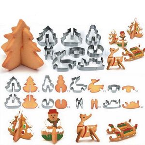 8 sztuk / zestaw stal nierdzewna Formy Boże Narodzenie Cookie Cutters 3d Cake Cookie Formy Kremówka Knuta DIY Narzędzia do pieczenia