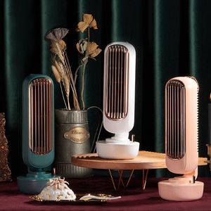 Retro Tower Fan USB Desktop Silent Strong Wind 2 in 1 Water Spraying Fan Air Conditioner Ultrasonic Humidifier Ventilation Fans DBC BH3587