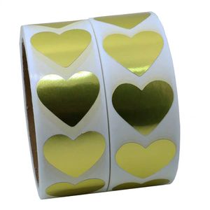 1inch Heart Shape Blank Gold Roll Adhesive Sticker Label 1000pcs Package Seal Bottle Gift Label DIY Handmade Stickers