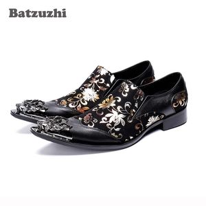 Batzuzhi Modelo Italiano Sapatos Masculinos de Couro Preto Sapatos De Negócios Homens Apontou Dragão De Metal Ponta Do Partido, baile de finalistas zapatos de hombre