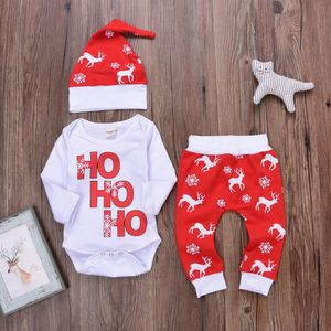 Inverno Bebê Roupas Romper Manga Longa O-Pescoço Tops + Calças Natal Outfits Deer Outfits Dos Desenhos Animados Set Menino Menina Ternos Tops 2019