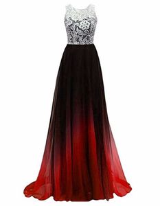 2019 Sexy Gradient Chiffon Princess Lace A-Line Party Gowns With Buttons Plus Size Long Formal Evening Celebrity Dresses BE18