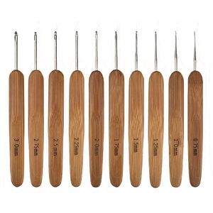 10pcs/set Bamboo Weave Craft Tools Weave Knitting Needles Crochet Hooks Smooth Crochet Needles Mix 0.75mm-3.0mm