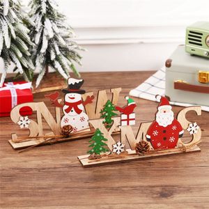 Christmas Decorations Wooden Letters Santa Claus Snowman Ornaments Navidad New Year Desktop Decoration DIY Xmas Items JK1910