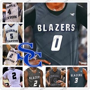 Custom Sierra Canyon High School Basketball White Gray 0 Bronny James 2 Zaire Wade 3 BJ Boston Jr. Trailblazers Men Youth Kid Jersey