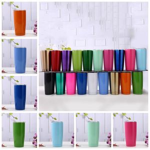 20oz Beer Cups Stainless Steel Car Mugs Large Capacity Double Layer Sports Mugs With lid Baby Feeding Mugs 19 Colors CCA11766-A 20pcs