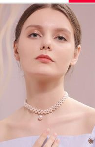 Temperament double - layer artificial small pearl necklace pendant pendant clavicle chain women Multiple pearl necklace