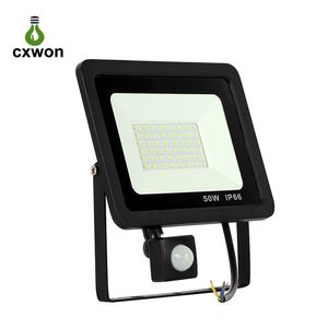 10W 20W 30W 50W 100W LED Flood Light IP66 Vattentät 110V 220V Justerbar LED-sensor Utomhus Floodlight