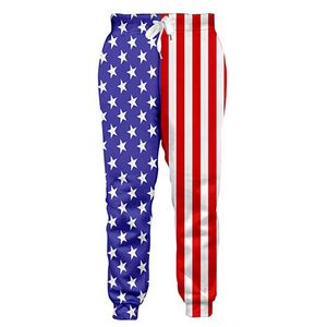 Herrbyxor Amerikanska flaggan Män / Kvinnors Sweatpants Rolig Fashion Star Stripes Joggers Sportbyxor med dragkedja Hip Hop Cool Track