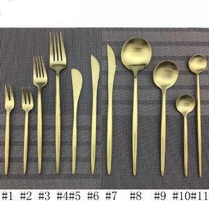 Pure Gold Посуда Wedding Golden Travel Cutlery Set 18/10 нержавеющей сталь Посуда Ужин нож Вилка Совка Silverware Flatware горячее
