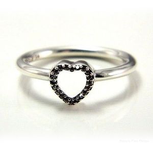 Partihandel-Billiga Love Rings 50 S925 Silver Passar för Pandora Style Armband Pussel Hjärta Ram Ring 196549cz H8ale