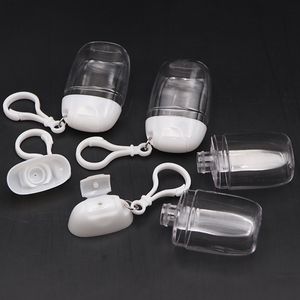 30 ml Hand sanitizer plastic bottle flip bottles petg small sample pack hook Jars Portable Key Ring Clear Transparent