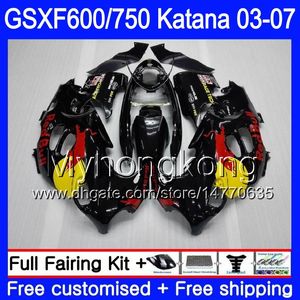 GSX600F för Suzuki Yellow Red Stock GSXF 600 750 GSXF600 2003 2004 2005 2006 2007 293HM.28 GSXF-750 Katana GSXF750 03 04 05 06 07 Fairings