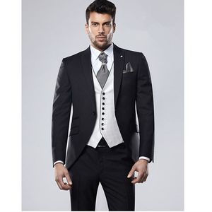 Bello One Button Groomsmen Picco risvolto Smoking dello sposo Abiti da uomo Matrimonio / Ballo / Cena Blazer da uomo migliore (giacca + pantaloni + cravatta + gilet) A261