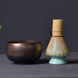 Style A Matcha C/ér/émonie traditionnelle Ensemble Giftset bambou Fouet Matcha Scoop Ceremic Matcha Bowl Holder Sets de th/é japonais