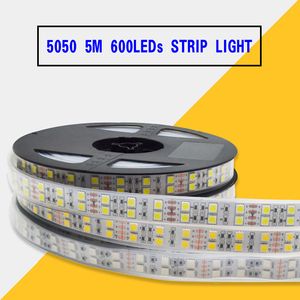 Çift Sıra 5050 SMD 5M 600LED STRIPS RGB Esnek LED STRIT HALK BANT IŞIKLARI 120LEDS/M 600LEDS/ROLL TÜP TÜPÜ IŞIK 12V