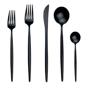 JANKNG 5Pcs Colorful Stainless Steel Dinnerware Sets Sturdy Reusable Nice Kitchen Tableware Party Accessory Fork-Knife-Tea Spoon