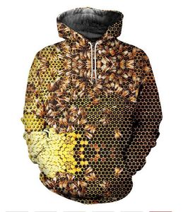 2020 Nova Moda Moletom Homens / Mulheres Hoodies Inseto Bee Impressão Engraçado 3D Frete Grátis AA0203