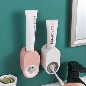 Multi-function Free Punch Holder Wall-mounted Full Auto Toothpaste Dispenser Rack Lady Toothbrush Bathroom Accessories Bath HA886