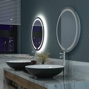 Banyo Için Yuvarlak Aynalar toptan satış-Yuvarlak Duvara Monte Işıklı LED Işıklı Vanity Banyo Aynası Anti Sis Dimmer Dokunmatik Yatak Odası Ev Mobilya Makyaj Kozmetik Işık Ayna