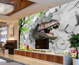 3Dデジタルプリント壁紙ジュラシックパークドリーム3Dステレオテレビ背景壁の装飾的な壁紙
